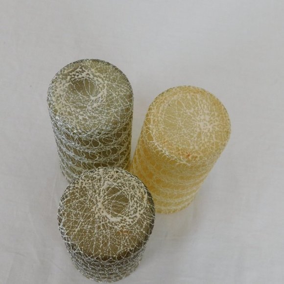 Spaghetti String Glasses Tumblers 3 Vintage Set Mid Century Rubber Drinking Cups - Picture 9 of 9